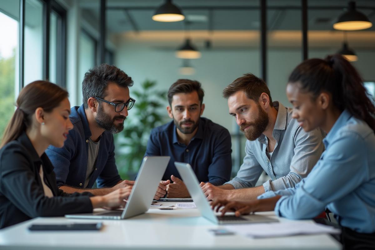 Équipe IT en brainstorming - squad collaborative
